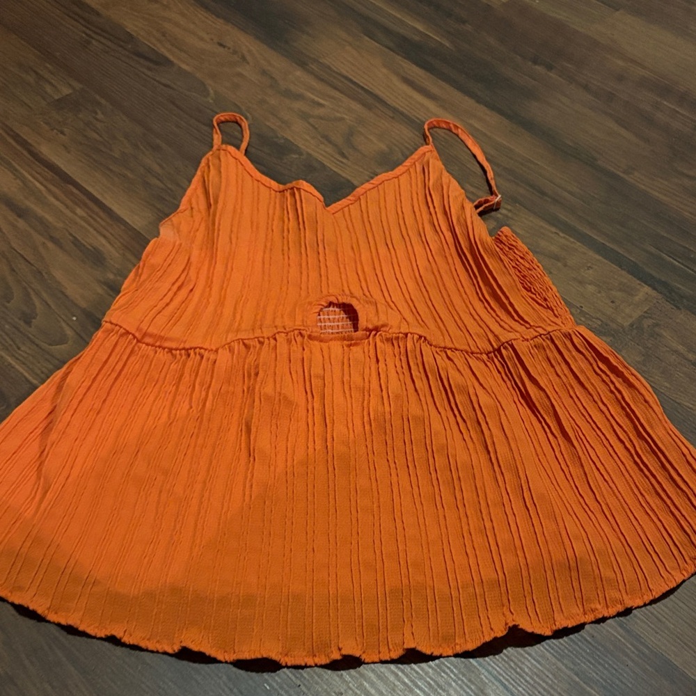 SHEIN Vibrant Orange Pleated Tank Top